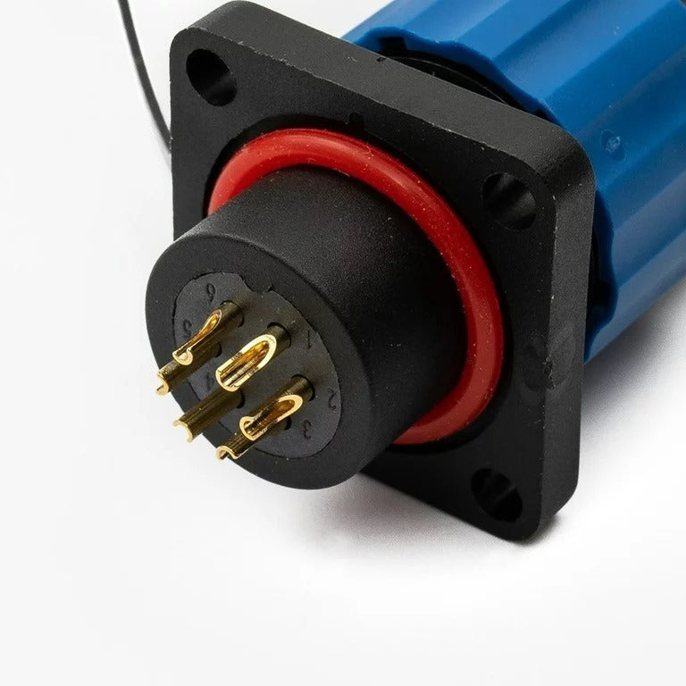 Male + chassis square base - 24V - waterproof connector - 6-wire - IP68
