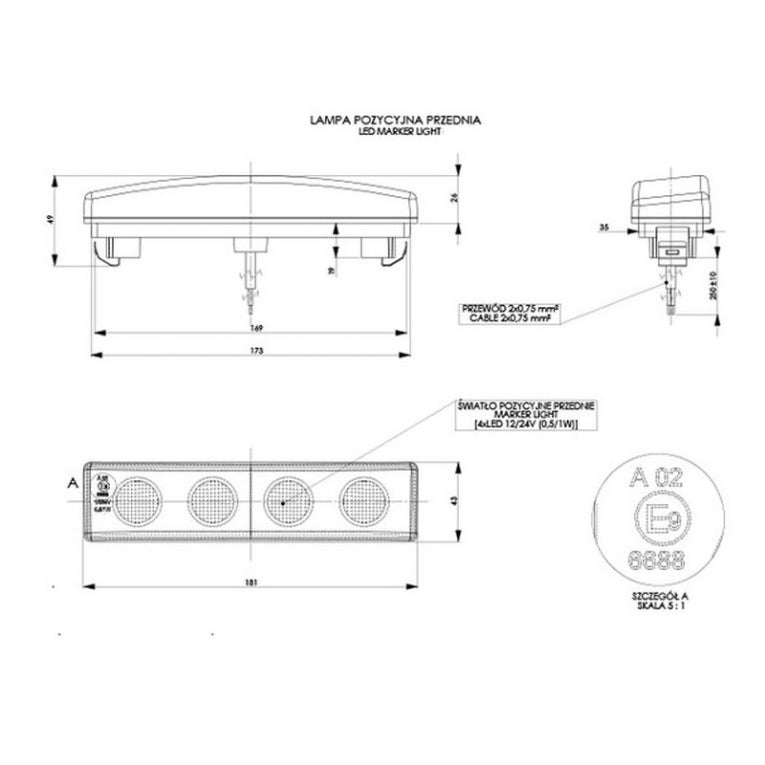 Marker lamp LED WHITE 12/24V - Scania