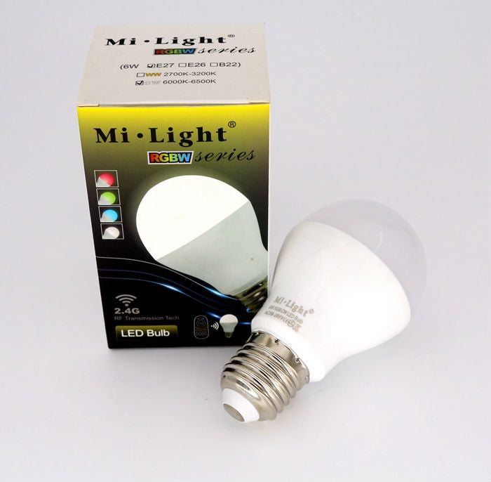 Lampe LED RGBW Blanc froid - 6W E27 Mi-Light