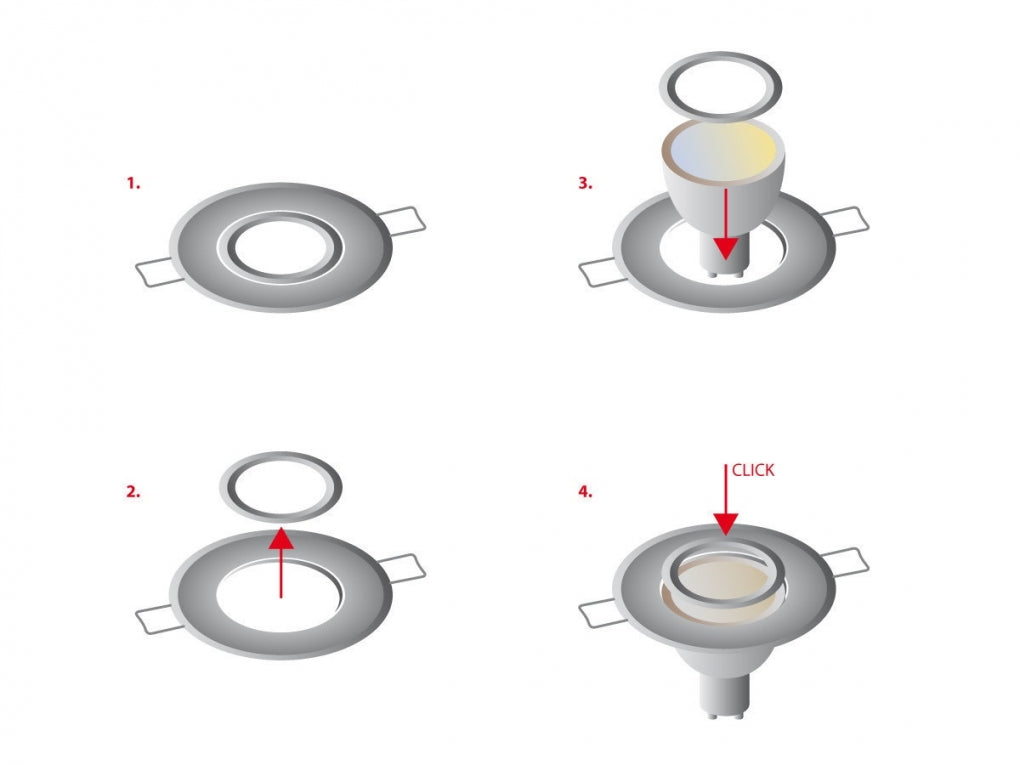 Recessed spotlight MR16 - aluminum - round fixture - brushed - silver/silver 86mm