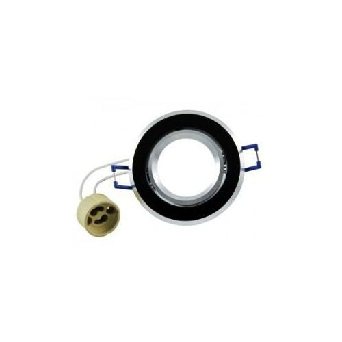 Recessed spotlight GU10 - aluminum - round fixture - brushed - black/silver 95mm