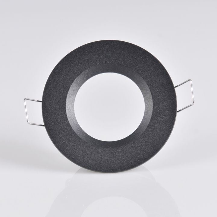 Recessed spotlight GU10 - Steel - Round fixture - IP44 - Matt black - Adjustable