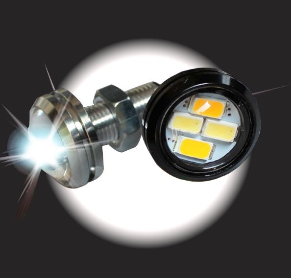 LED 23 mm - Duo couleur - Œil d'aigle - ambre/blanc - Étanche - noir