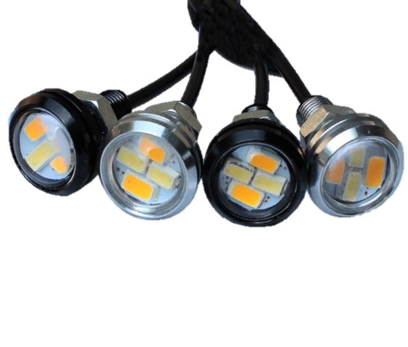 LED 23 mm - Bicolore - Œil d'aigle - ambre/blanc - Étanche - aluminium