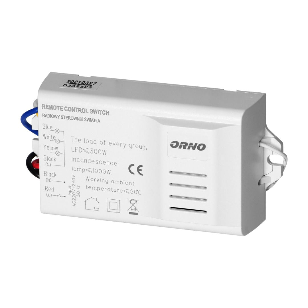 Interrupteur sans fil - 3 canaux - 2 télécommandes - 1000 W