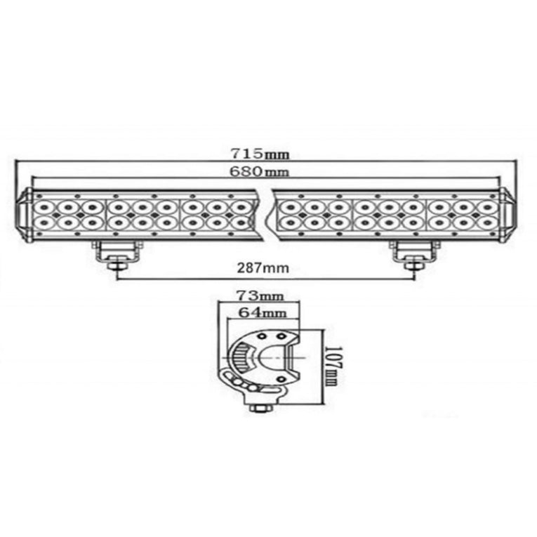 LED bar - 180W - 72cm - 4x4 offroad - 60 LED Combo - WIT 6000K