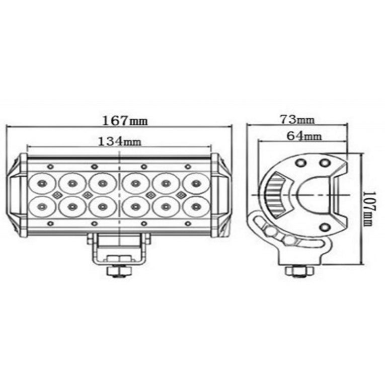 Projecteur LED - 12 x 3 watts - éclairage avant - BLANC - TOUT-TERRAIN - Rectangulaire 36 W