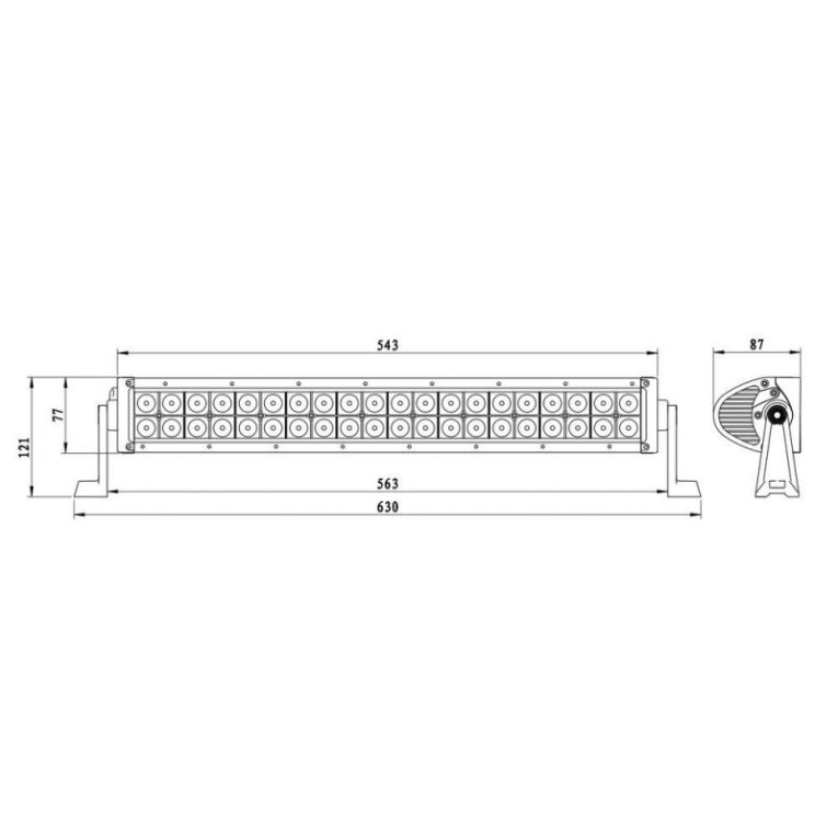Barre LED incurvée - 120 W - 63 cm - 4x4 tout-terrain - 40 LED - Blanc 6000 K
