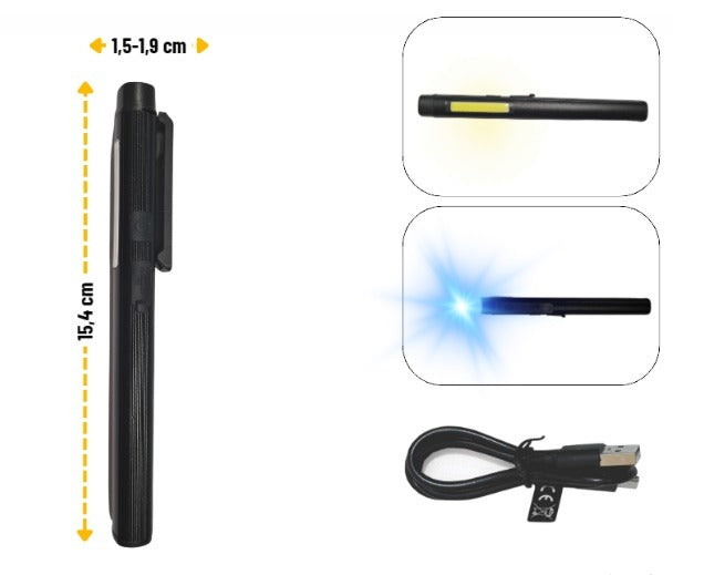Tactical Flashlight - 2x LED + UV - 15.4cm
