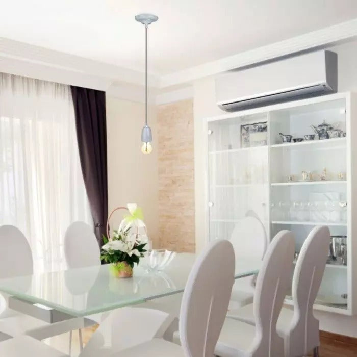 Retro porseleinen lamp - GRIJS - E27 fitting - pendel
