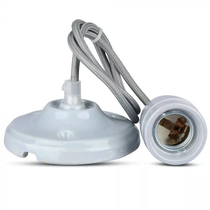Retro porseleinen lamp - GRIJS - E27 fitting - pendel