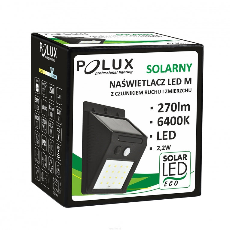 Solar Outdoor Lamp - LED 6400K 270lm - Polux Outdoor Lighting - Motion Sensor