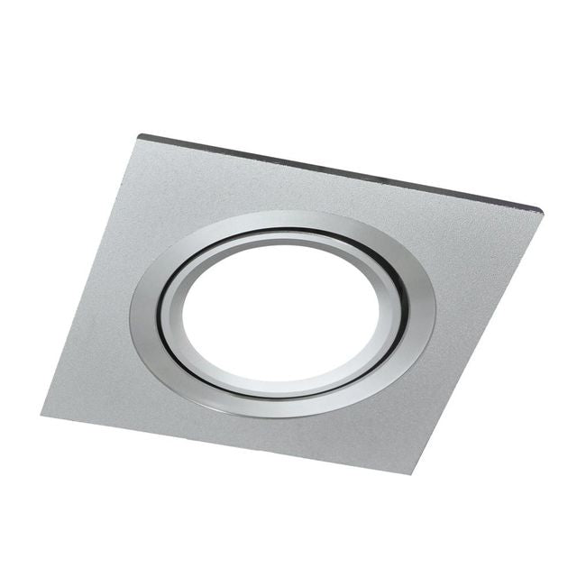 Spot encastré GU10 - aluminium - forme carrée - finition mate - argent/argent 92 mm