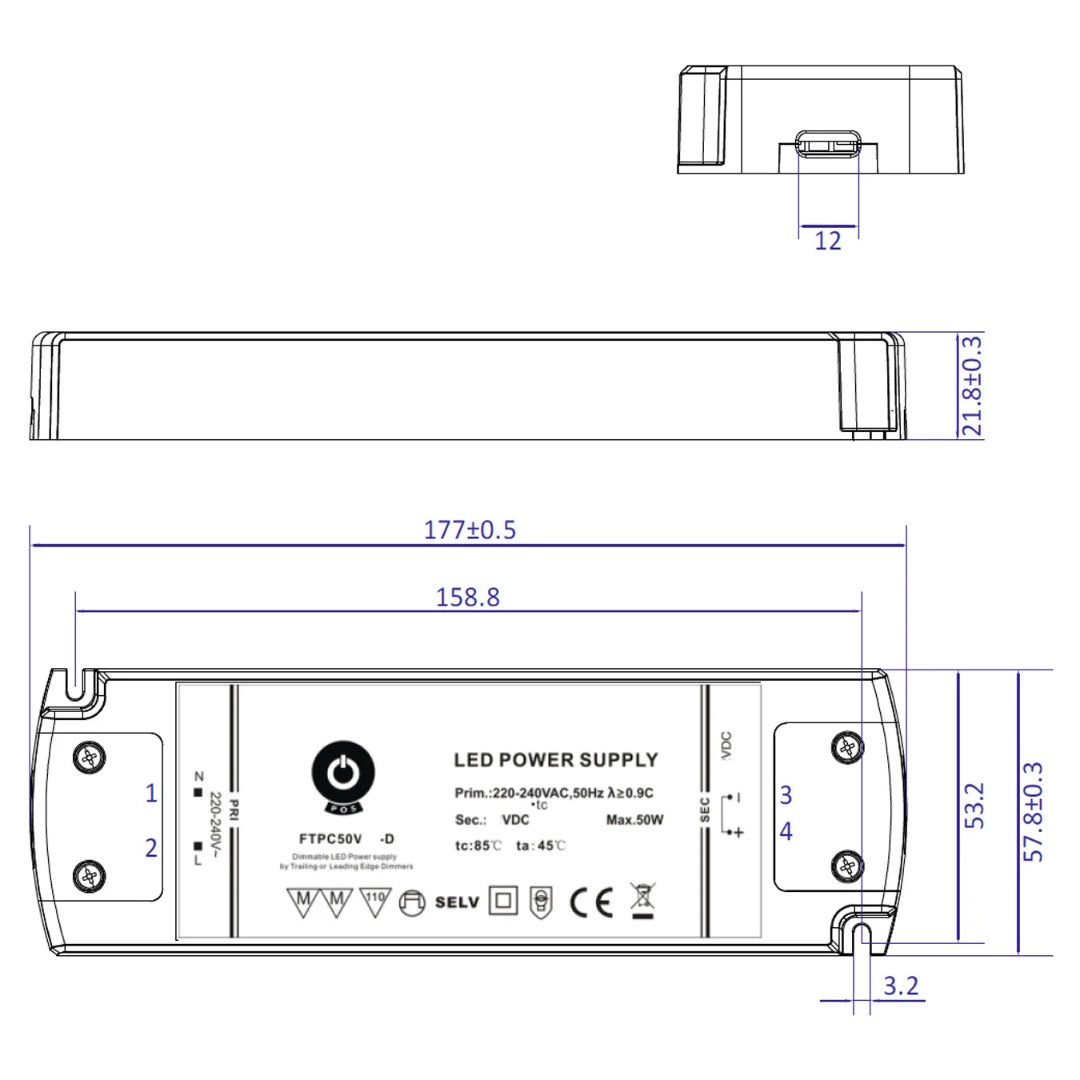 50W 24V DC dimmable power supply