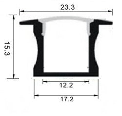 Profilé LED 1 mètre - encastré de 15 mm - profil en U
