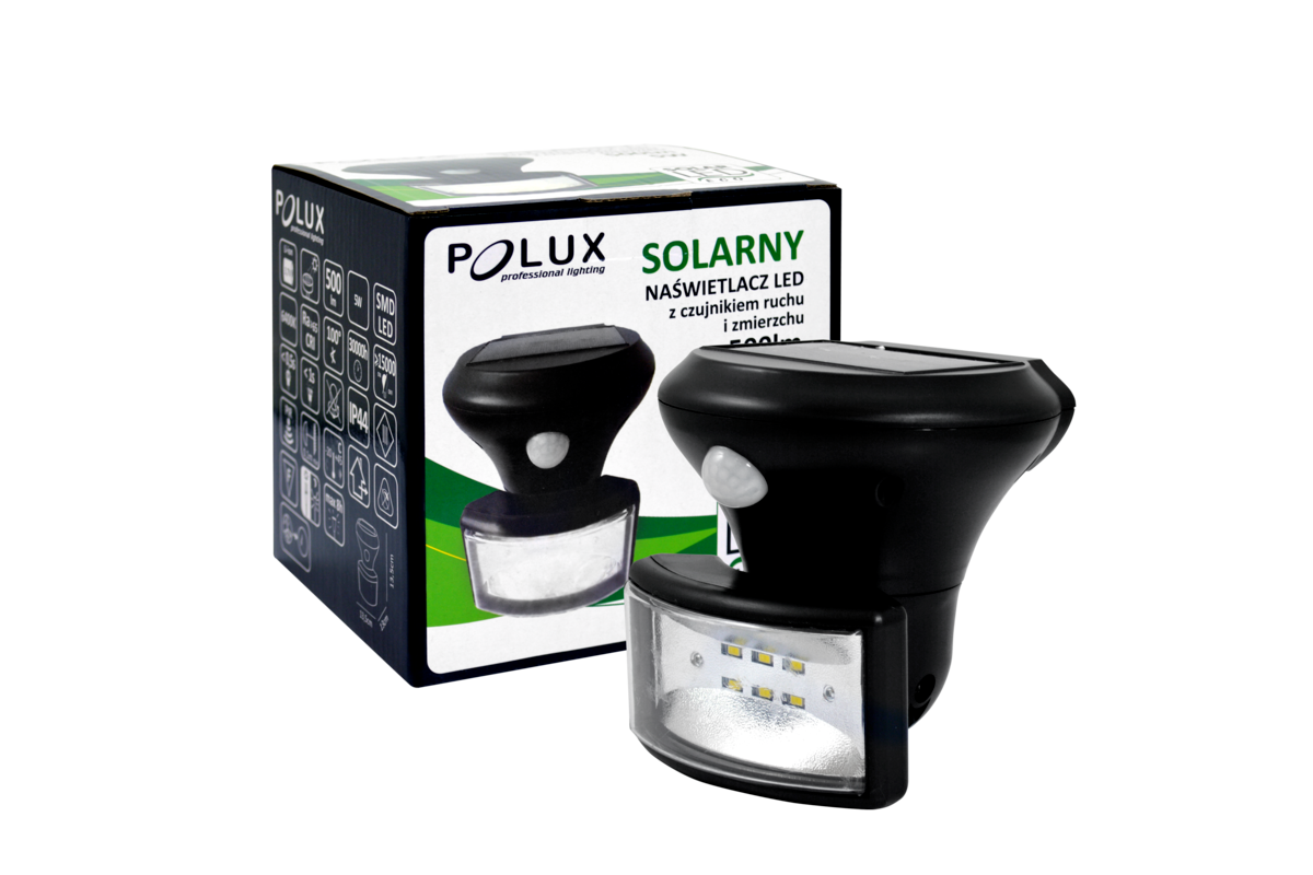 Solar LED outdoor lamp - 5W - 500 lumens - Motion and twilight sensors - Cold white