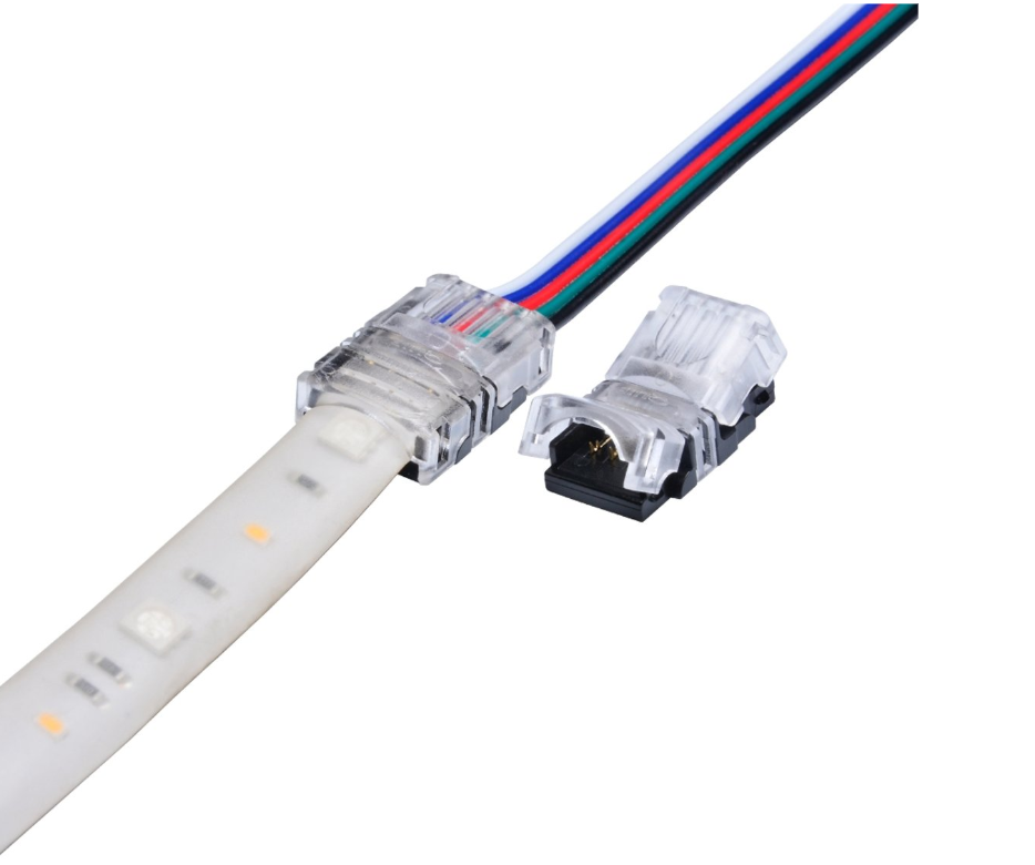 Connecteur pour bande LED RGB vers câble 10 mm - 4 fils