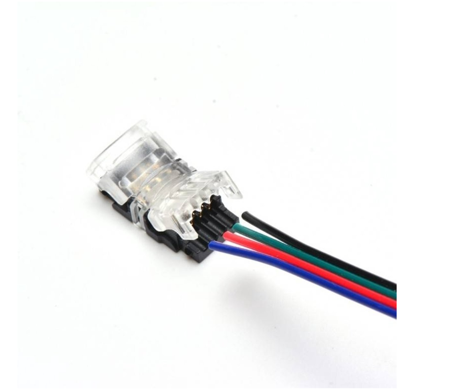 Connecteur pour bande LED RGB vers câble 10 mm - 4 fils