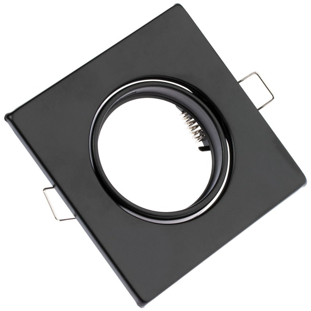 Spot encastré GU10 - Acier - 90 mm - Forme carrée - Noir - Réglable