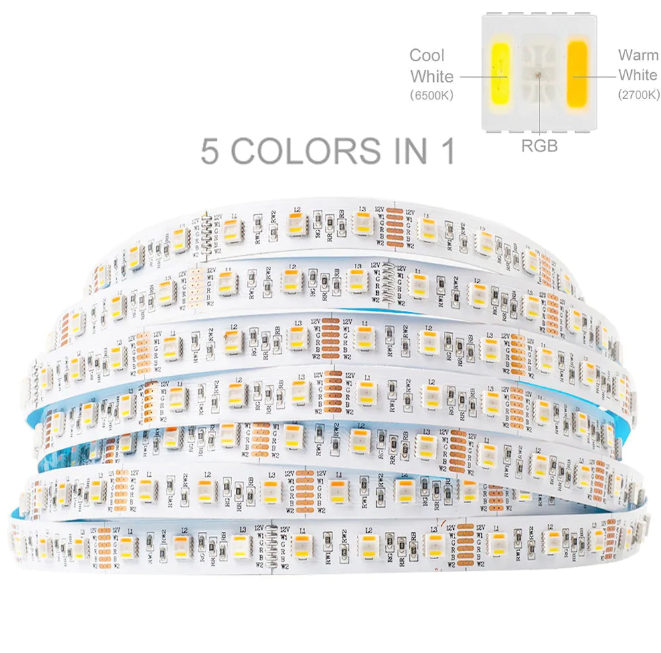 5 meters RGB CCT - 5 in 1 SMD - LED strip - 60Leds/m - 12V