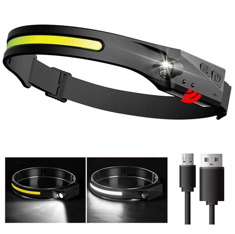 Rechargeable LED headlamp - 3W COB + 1W LED - Cold white