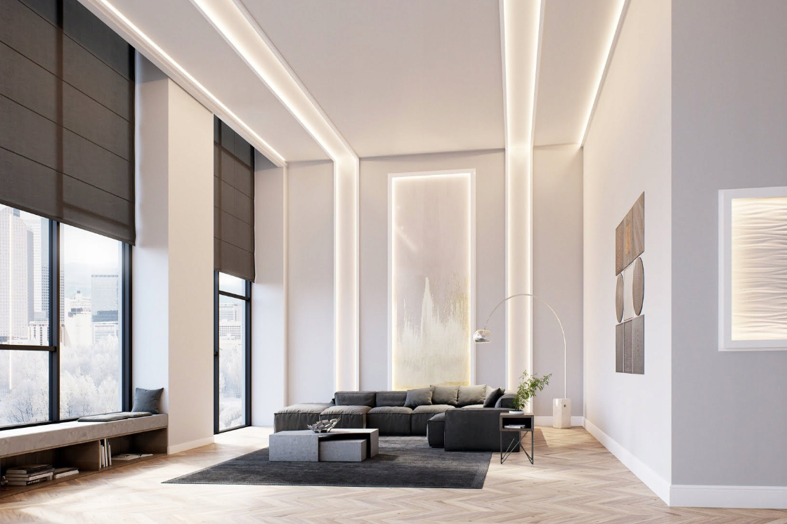 LED Profile 2 meters - With black diffuser - 22mm CORNER DESIGN C - BLACK