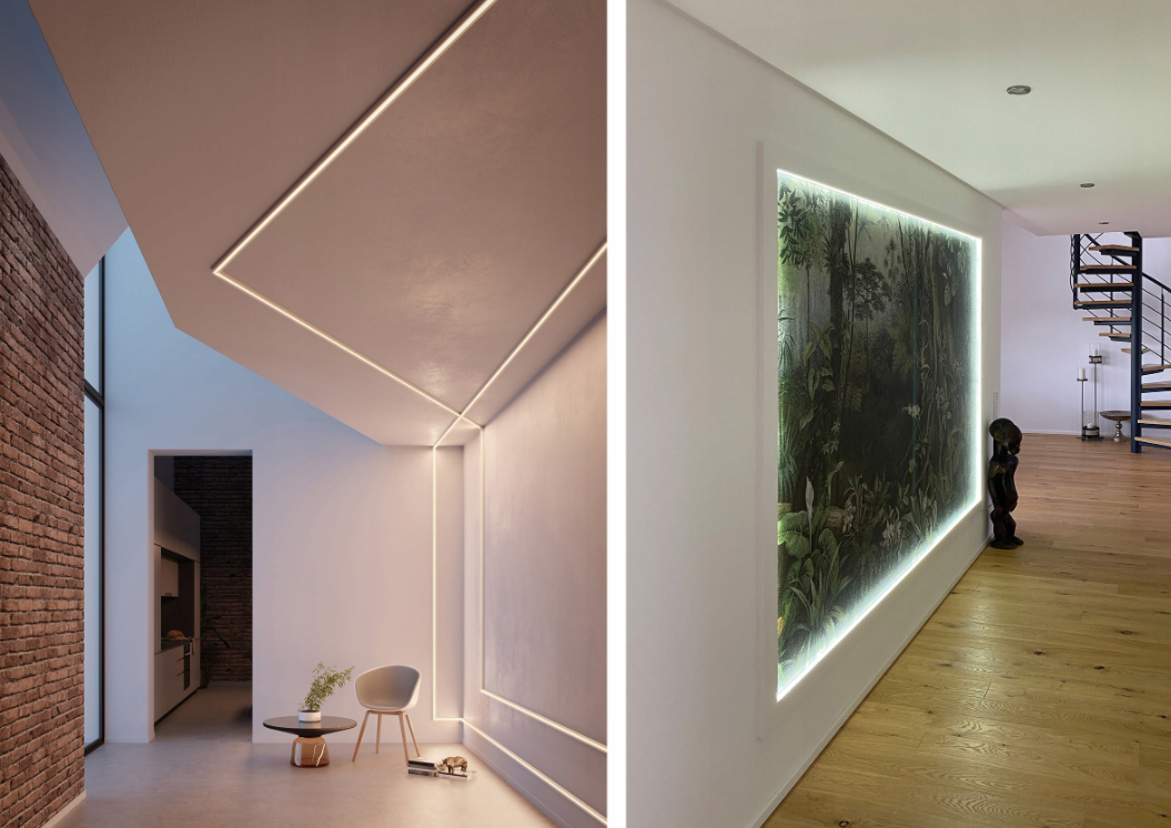 LED Profile 2 meters - With black diffuser - 22mm CORNER DESIGN C - BLACK