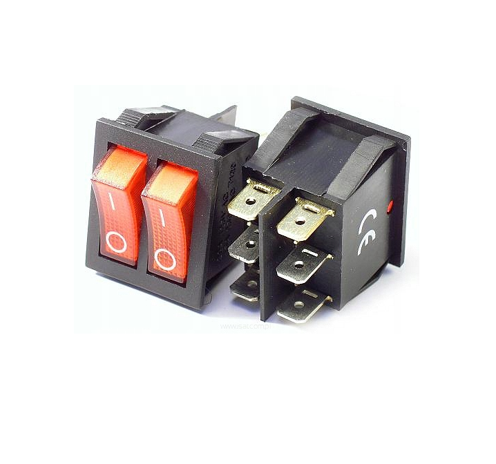 Double ON-OFF switch - 250V - 15A - Red