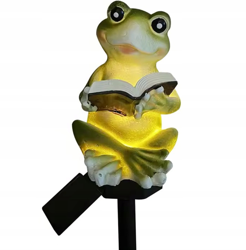 Solar LED frog - Neutral white - With twilight sensor and pin