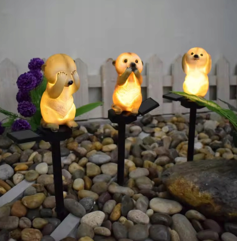 Solar LED meerkat - Neutral white - With twilight sensor and pin