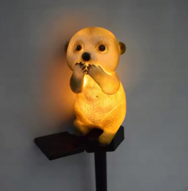 Solar LED meerkat - Neutral white - With twilight sensor and pin