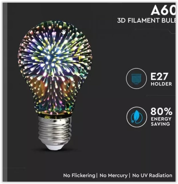 LED Filament 3D Lamp - E27 - 3 Watt - Dimmable - Warm White - 20 Lumen