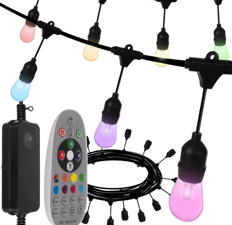 LED prikkabel RGBW - 15 lampen - 15 meter - 12V - Met afstandsbediening