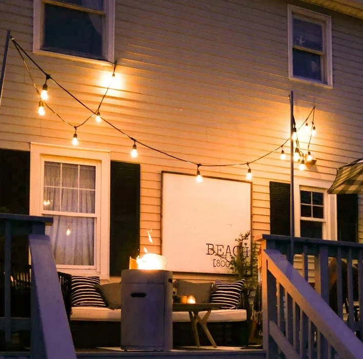 Prikkabel met hanglampen - 5 meter - 10 lampen - Warm wit - 24V