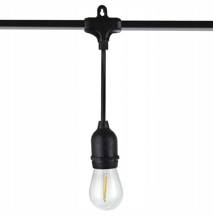 Prikkabel met hanglampen - 5 meter - 10 lampen - Warm wit - 24V
