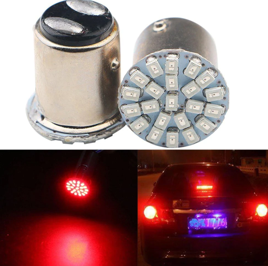 LED rouge clignotante BAY15D (22 SMD, 1157, 12 V)