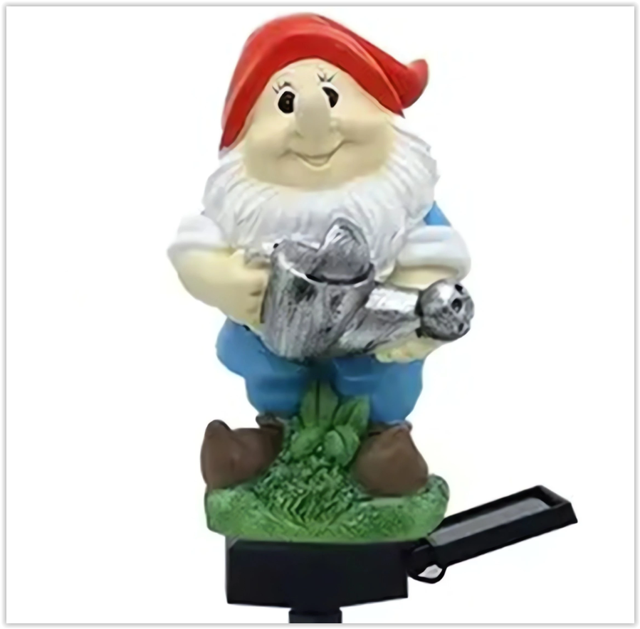 Solar LED Gnome - With twilight sensor and pin