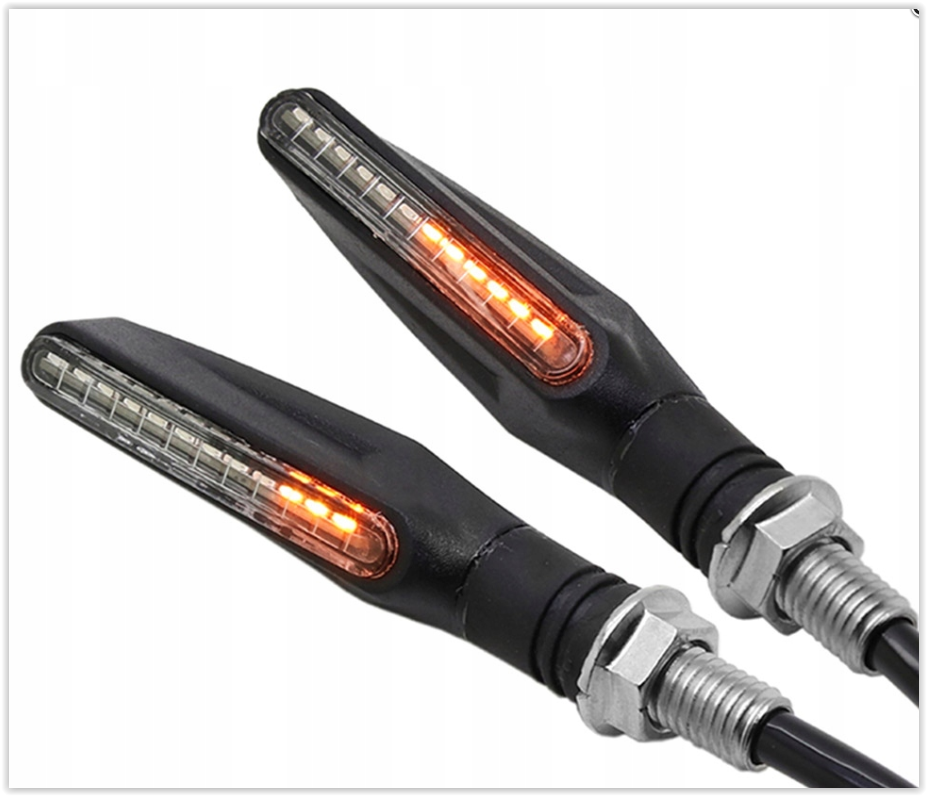 Dynamic Motorcycle Turn Signals - 12 LEDs - Orange - White Light - Pack of 2