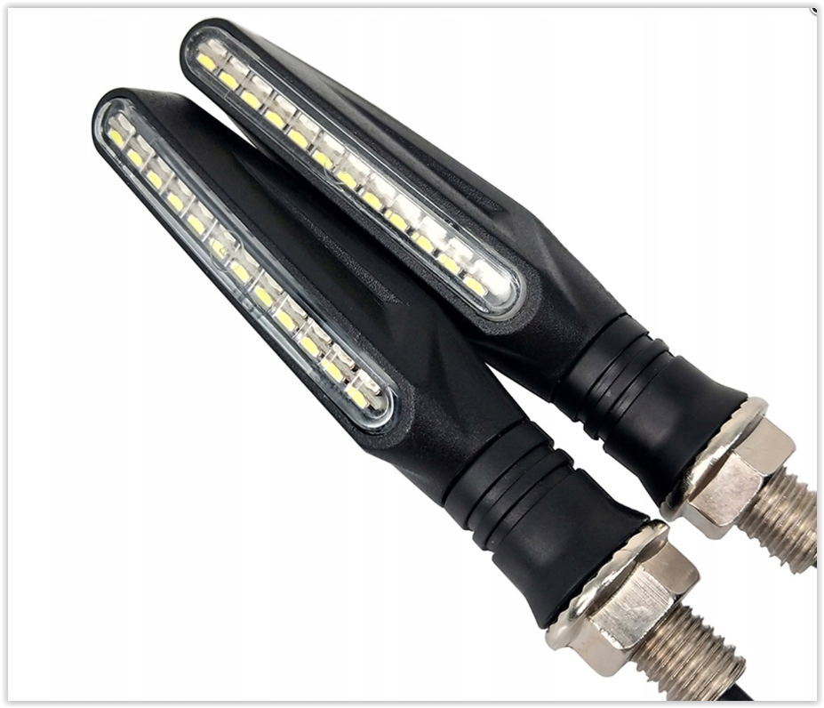 Dynamic Motorcycle Turn Signals - 12 LEDs - Orange - White Light - Pack of 2