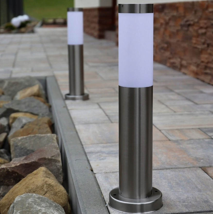 Borne de jardin LED - 45 cm - 230 V - Culot E27 - Argent