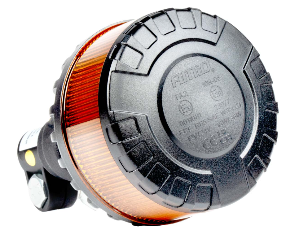 Gyrophare de toit à LED - Orange - 16 LED - R10/R65 - Support flexible
