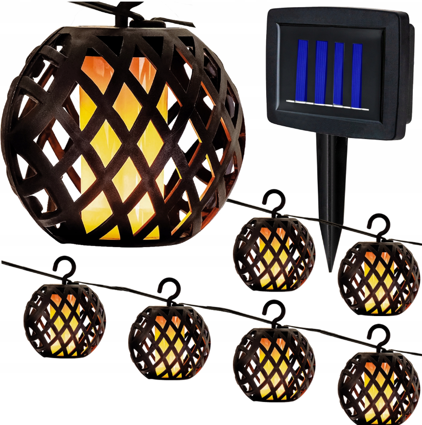 Solar LED garland - 8 bulbs - Flame effect