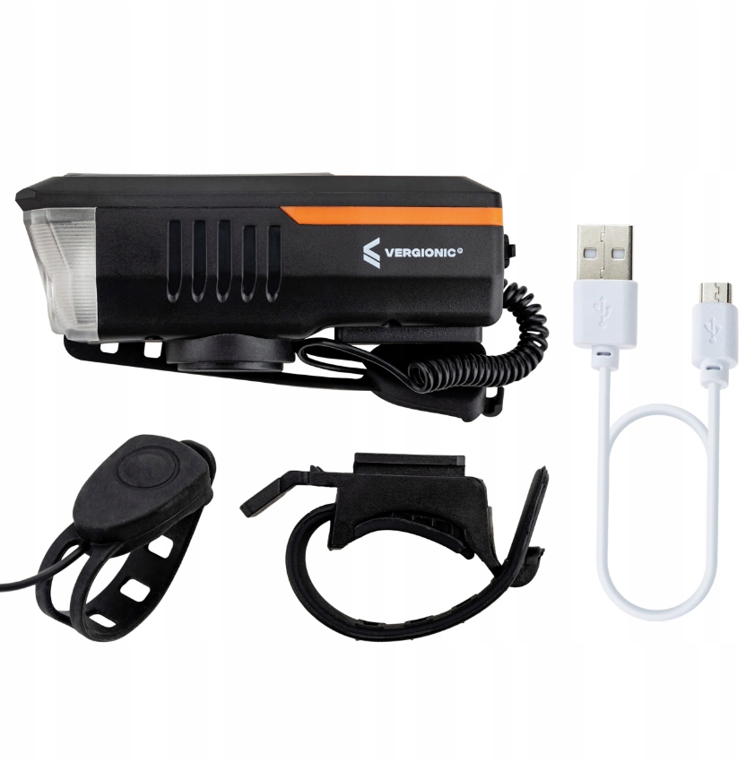 LED bicycle lamp - With bicycle bell - Solar + USB - 300 lumens