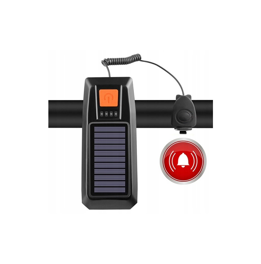 LED bicycle lamp - With bicycle bell - Solar + USB - 300 lumens
