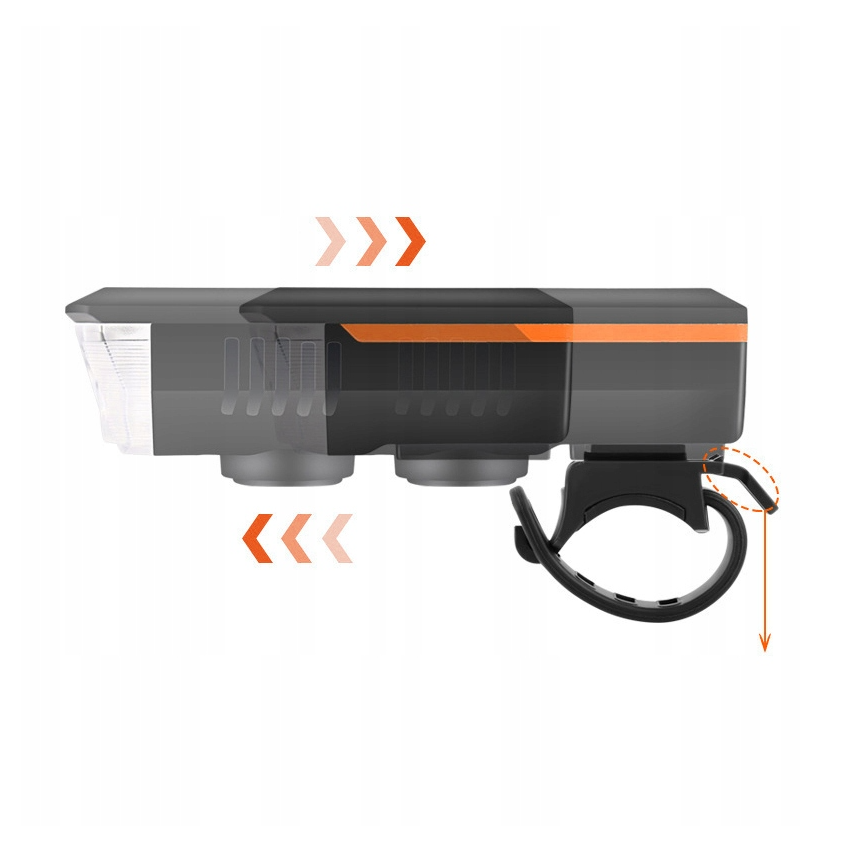 LED bicycle lamp - With bicycle bell - Solar + USB - 300 lumens