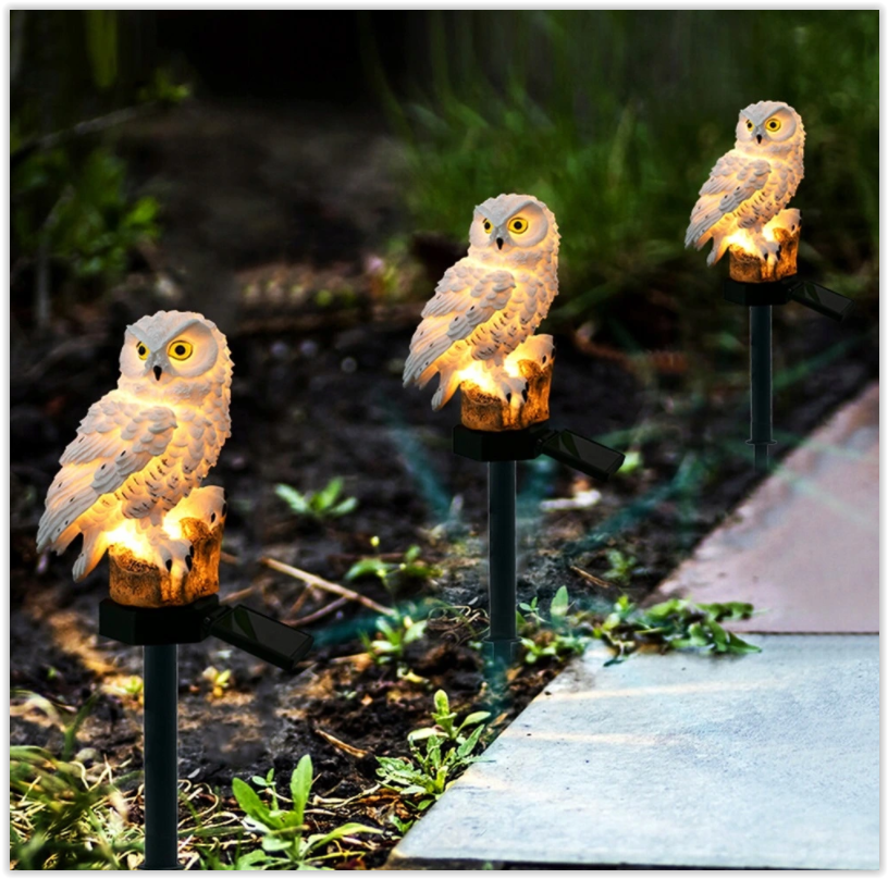 Solar LED owl white - Neutral white - With twilight sensor and pin