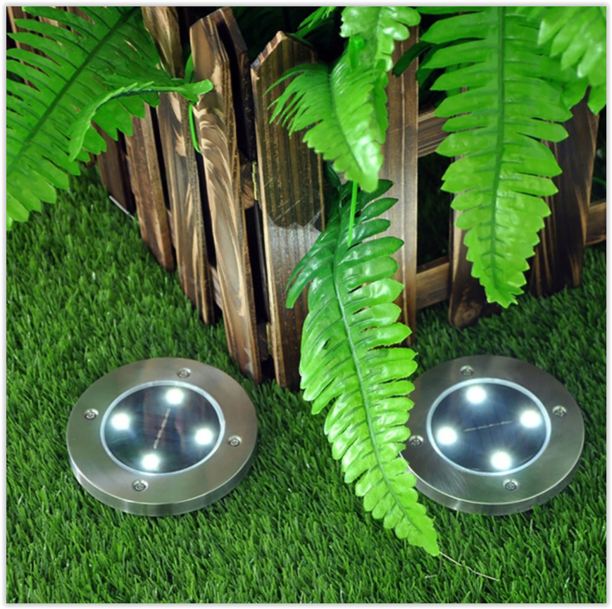 Solar 4 LED ground spot - 0.4 Watt - cold white - twilight sensor - set of 4