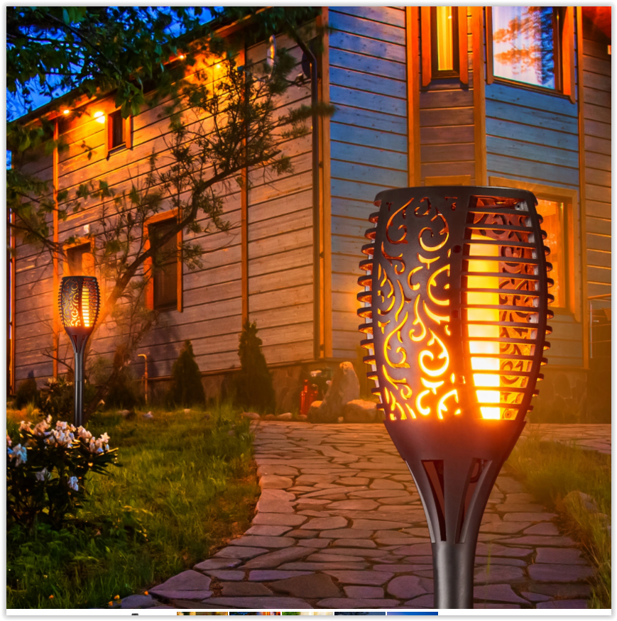 Solar garden torch - 12 LED - 6 Watt - Flame effect - With twilight sensor