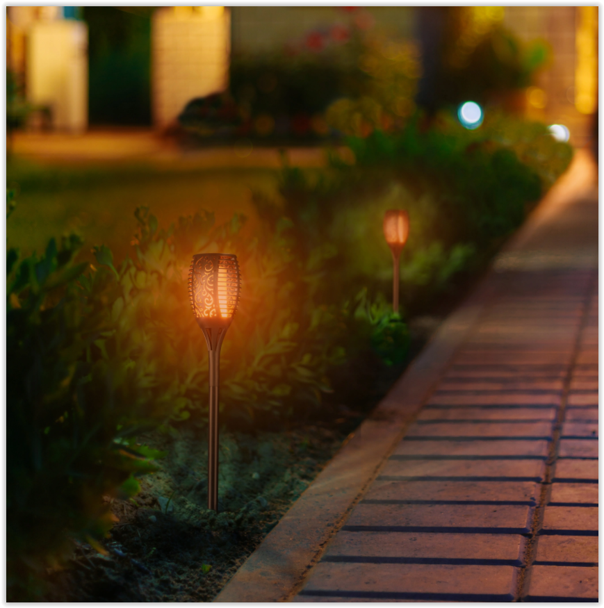 Solar garden torch - 12 LED - 6 Watt - Flame effect - With twilight sensor