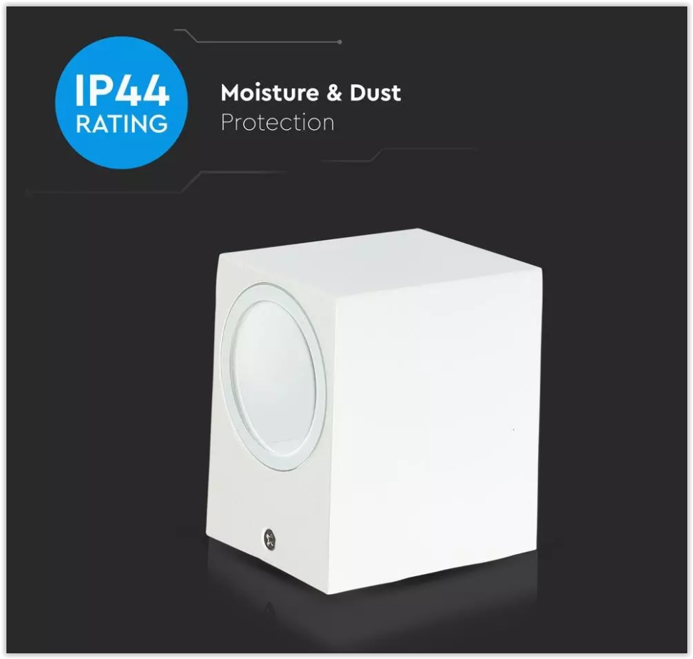 White wall lamp fixture - Square - GU10 fitting - 35W - IP44